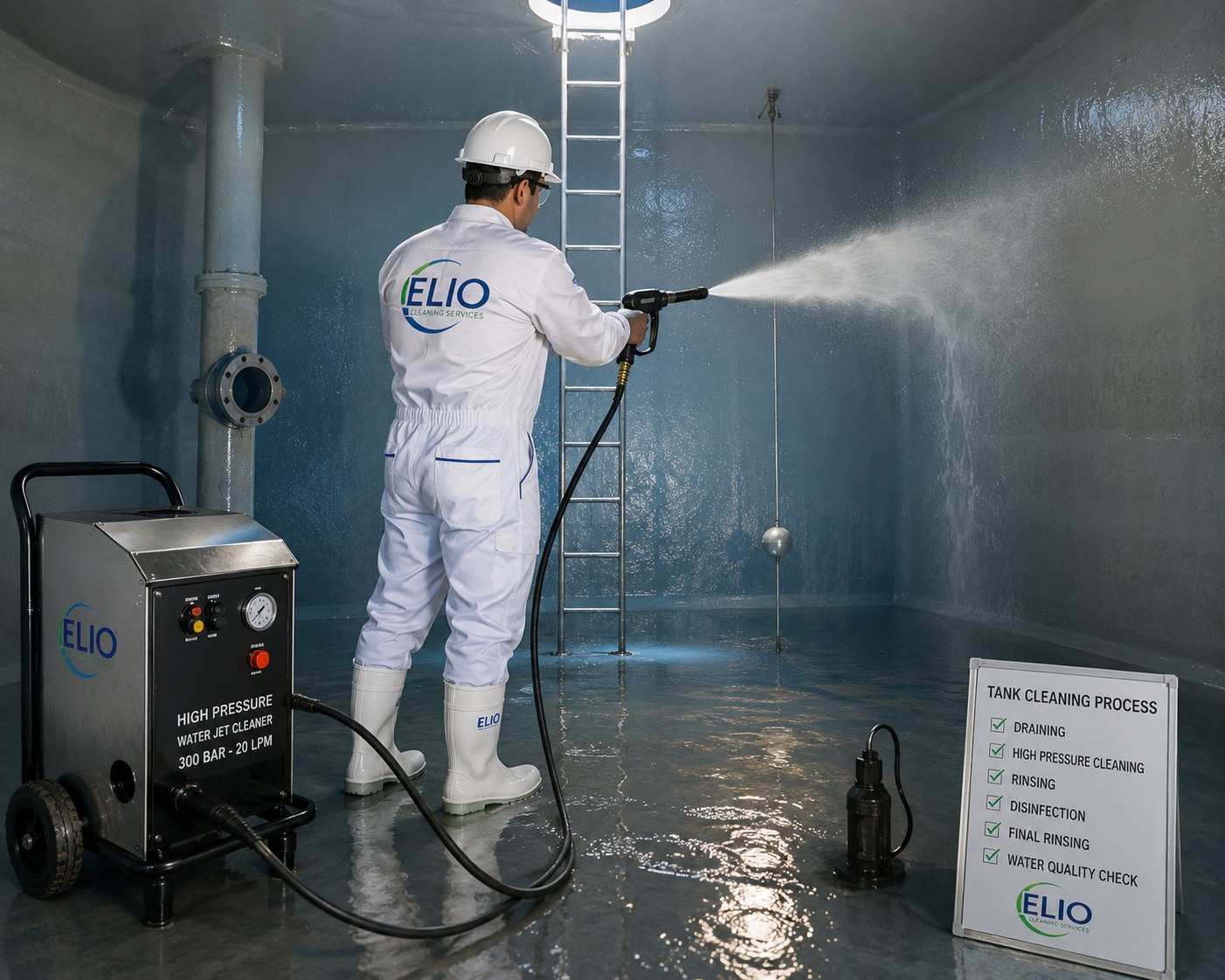 Water tank cleaning